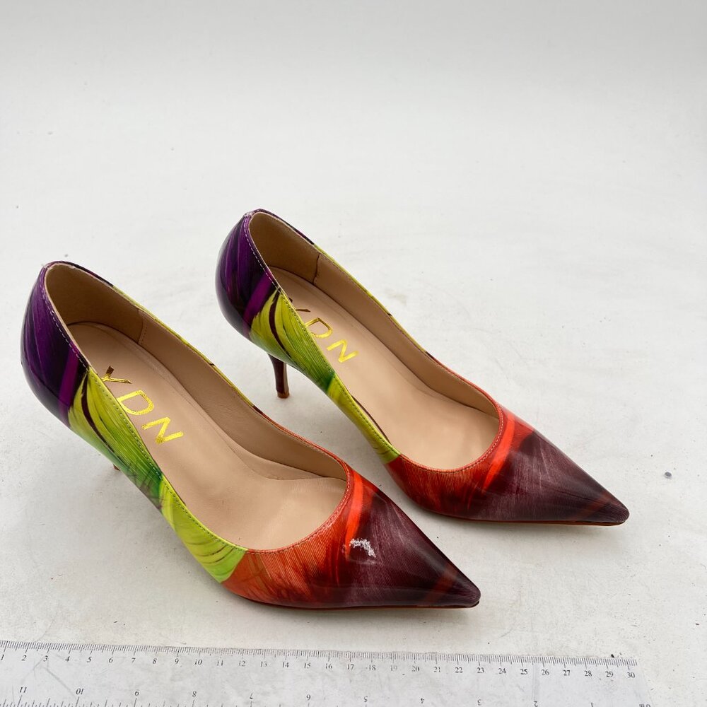 Ydn Print Feather Pointed Closed Toe Stilettos He… - image 4
